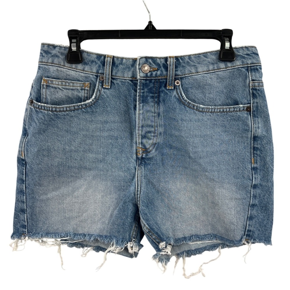 Topman Cut-off Button Fly Denim Shorts‎ Size 30 Light Blue Frayed Raw Hem Retro